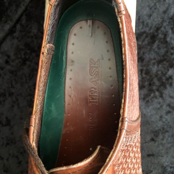 HS Trask Leather Weave Saddle Dress Shoe Oxford Brown, 8.5 M - Picture 9 of 11